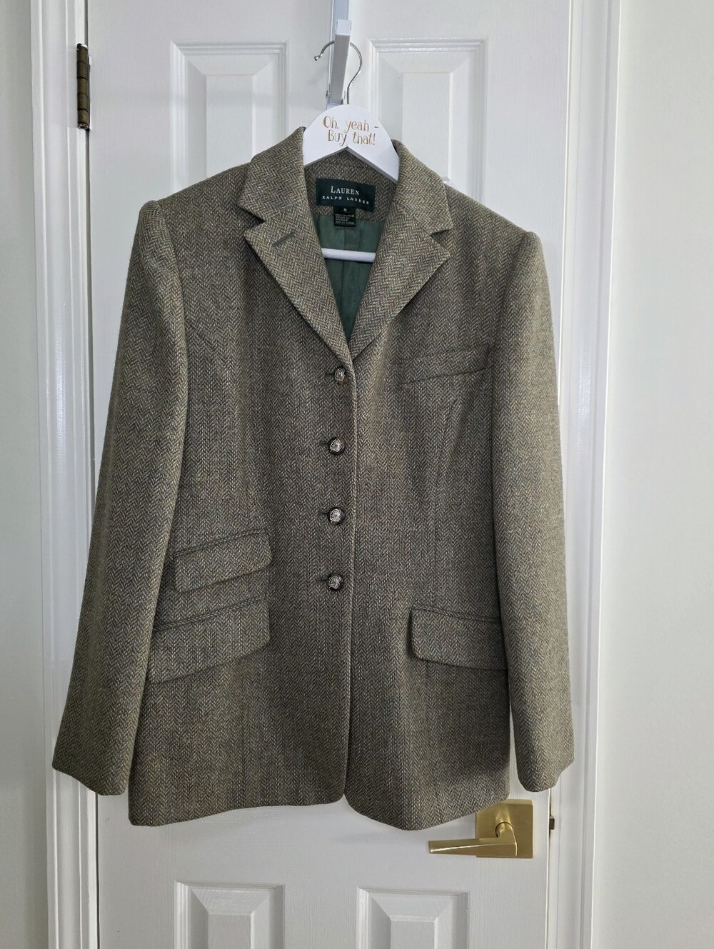 NEW Lauren Ralph Lauren Wool Tweed Blazer Riding Jacket Size 8 DEADSTOCK - Picture 2 of 16
